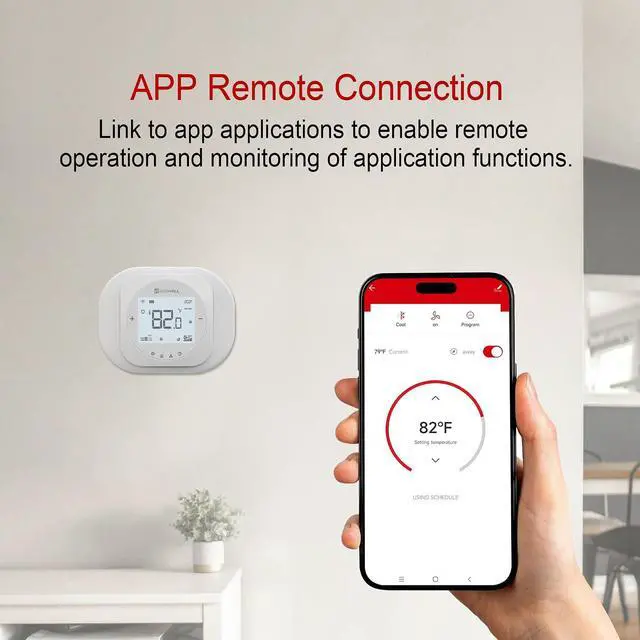Alt view image 3 of 7 - Smart WiFi Thermostat for Home, Programmable Thermostat with C-Wire Adapter, 3H/2C for Heat Pump & Conventional Systems, Tuya App Control, Compatible with Alexa & Google Assistant, White