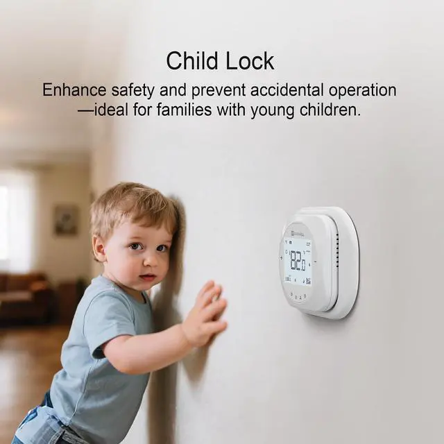 Alt view image 5 of 7 - Smart WiFi Thermostat for Home, Programmable Thermostat with C-Wire Adapter, 3H/2C for Heat Pump & Conventional Systems, Tuya App Control, Compatible with Alexa & Google Assistant, White