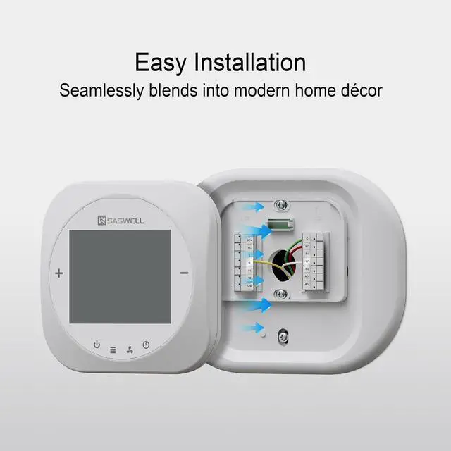 Alt view image 7 of 7 - Smart WiFi Thermostat for Home, Programmable Thermostat with C-Wire Adapter, 3H/2C for Heat Pump & Conventional Systems, Tuya App Control, Compatible with Alexa & Google Assistant, White