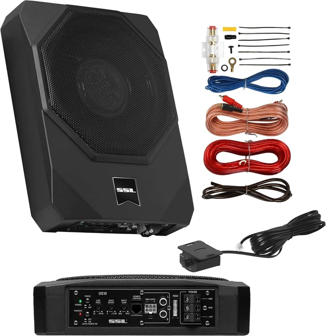 Main image of US10K 10 Inch Under Seat Car Subwoofer, Wire Kit