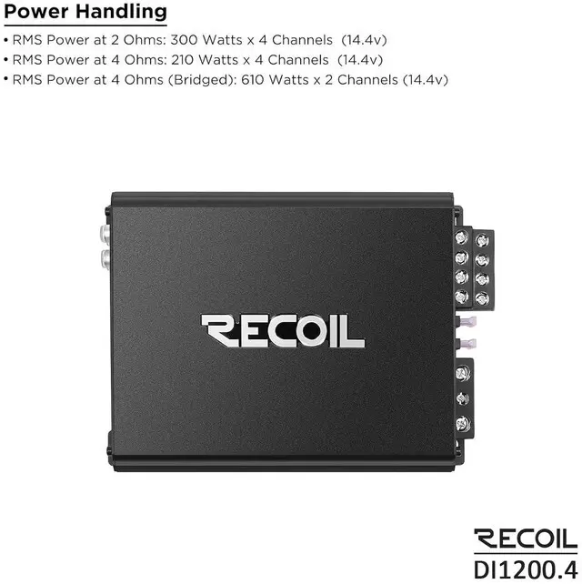 Alt view image 3 of 7 - DI1200-4 Full-Range Class-D 4-Channel Car Audio Amplifier 2400 Watt