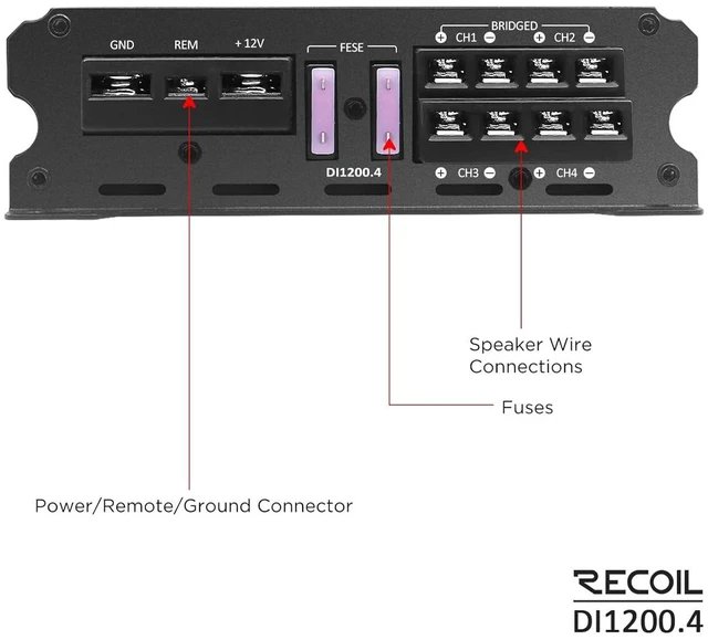 Alt view image 5 of 7 - DI1200-4 Full-Range Class-D 4-Channel Car Audio Amplifier 2400 Watt