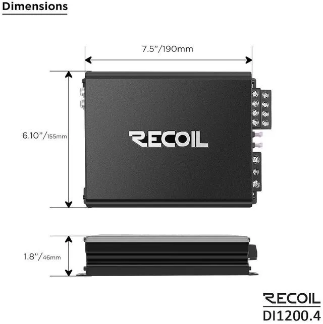 Alt view image 7 of 7 - DI1200-4 Full-Range Class-D 4-Channel Car Audio Amplifier 2400 Watt