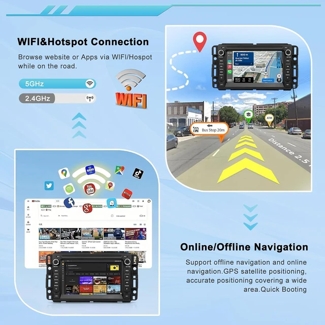 Alt view image 5 of 7 - Car Radio for Chevrolet GMC Silverado Tahoe Yukon, CarPlay & Android Auto