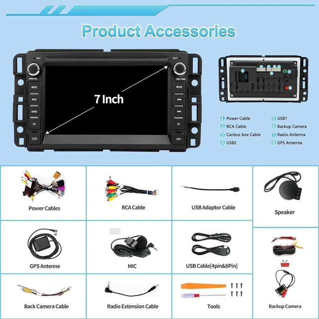 Alt view image 7 of 7 - Car Radio for Chevrolet GMC Silverado Tahoe Yukon, CarPlay & Android Auto