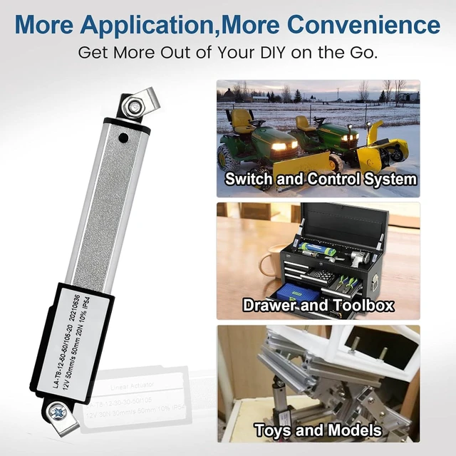 Alt view image 7 of 7 - Mini Electric Linear Actuator Stroke 2"Force 4.5 lbs12V