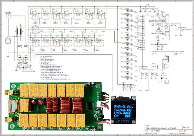 Alt view image 7 of 7 - ATU-100 Antenna Tuner DIY Kits 1.8-50MHz atu100 Automatic Antenna Tuner by N7DDC 7x7 0.96 Inch OLED SMT and chip soldered 3.2 Version Firmware Programmed Unassembled