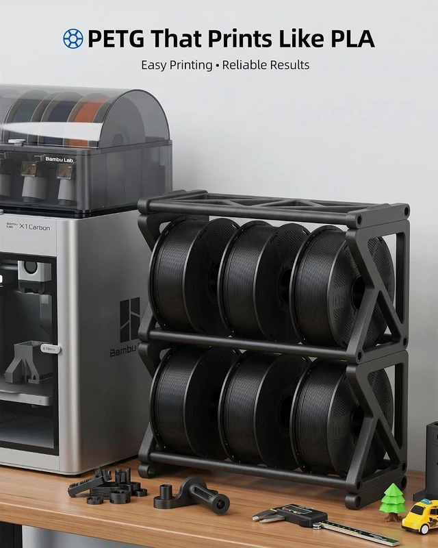 Alt view image 2 of 7 - Pre-Dried PETG Filament 3KG (1KG × 3 Spools), Black 1.75mm 3D Printer Filament, Easy Printing, Tough & Durable PETG, Low Shrinkage, ±0.02mm Accuracy, Fit for Most FDM Printers
