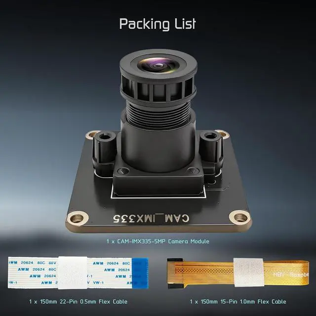 Alt view image 7 of 7 - 5MP Camera Module for Raspberry Pi Genuine STARVIS IMX335 Sensor, 2592x1944@30FPS, 99° Wide Angle FOV, IR Filter, MIPI CSI-2 for Pi 5/4B/3B+/Zero/CM4/CM5