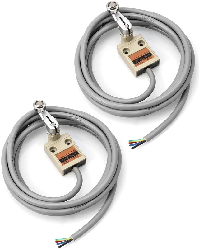 Main image of Waterproof Limit Switch TZ-3104 with Roller Lever Plunger, 2 Pack - Momentary Action, SPDT 1NO+1NC, Including 3m Cable