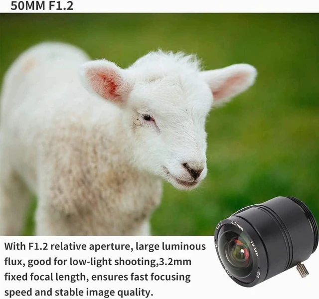 Alt view image 3 of 7 - 3.2mm 12MP F1.2 HD CCTV Lens, 3.2mm 12MP F1.2 Professional CS Mount Camera Fixed Length Lens for CCTV Camera Lens
