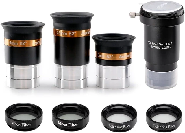 Alt view image 2 of 7 - 62° Aspheric Eyepiece Set, 1.25-Inch, 5X Barlow & Filters
