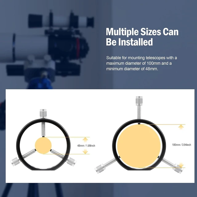Alt view image 4 of 7 - Telescope Mounting Rings Guide Scope Rings 102mm Inside Diameter
