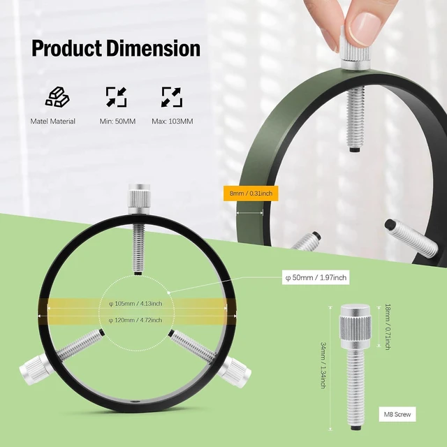 Alt view image 2 of 7 - Telescope Mounting Rings Guide Scope Rings 105mm Inside Diameter