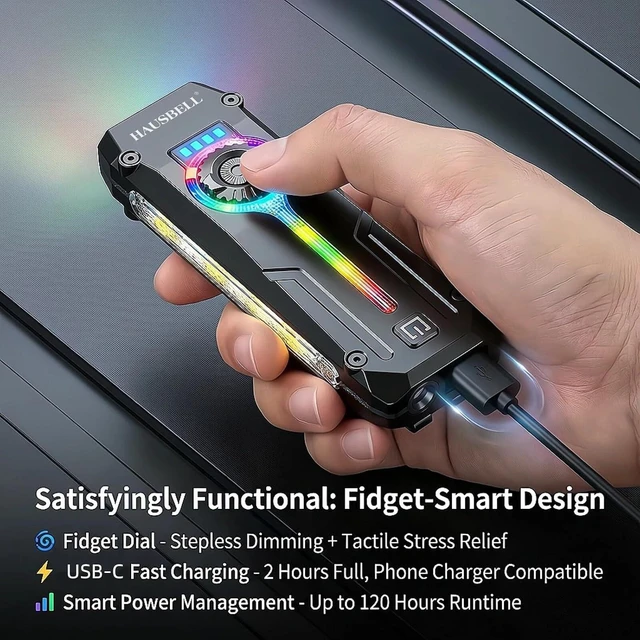 Alt view image 5 of 7 - 2PCS Flat EDC Rechargeable Tactical Flashlight UV Magnetic small Work light