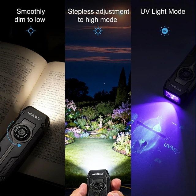 Alt view image 6 of 7 - 2PCS Flat EDC Rechargeable Tactical Flashlight UV Magnetic small Work light