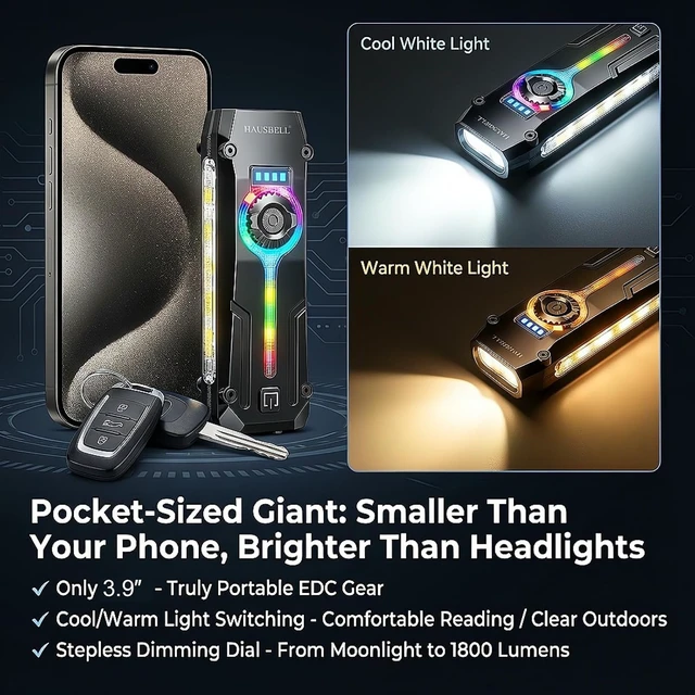 Alt view image 4 of 7 - 2PCS Flat EDC Rechargeable Tactical Flashlight UV Magnetic small Work light