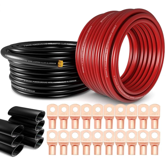 Main image of 1/0 Gauge Battery Cable Kit 40ft Red/Black 1/0 AWG CCA Power & Ground Wire