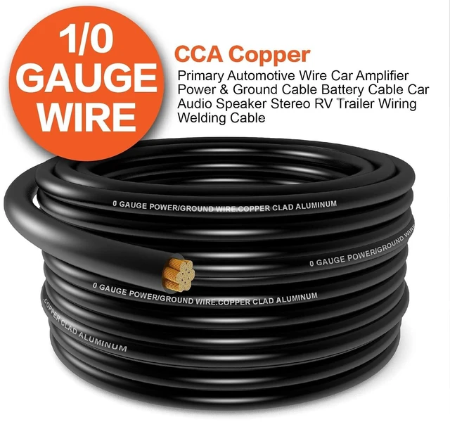 Alt view image 2 of 7 - 1/0 Gauge Battery Cable Kit 40ft Red/Black 1/0 AWG CCA Power & Ground Wire
