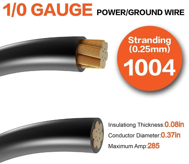 Alt view image 3 of 7 - 1/0 Gauge Battery Cable Kit 40ft Red/Black 1/0 AWG CCA Power & Ground Wire