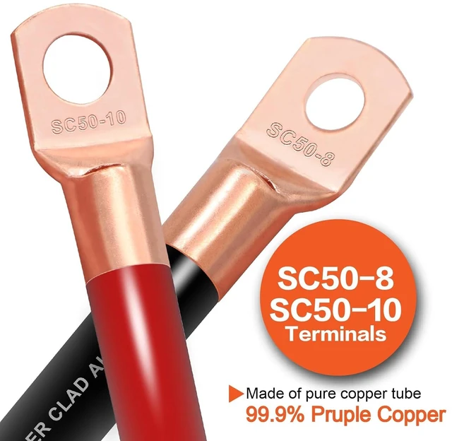 Alt view image 4 of 7 - 1/0 Gauge Battery Cable Kit 40ft Red/Black 1/0 AWG CCA Power & Ground Wire