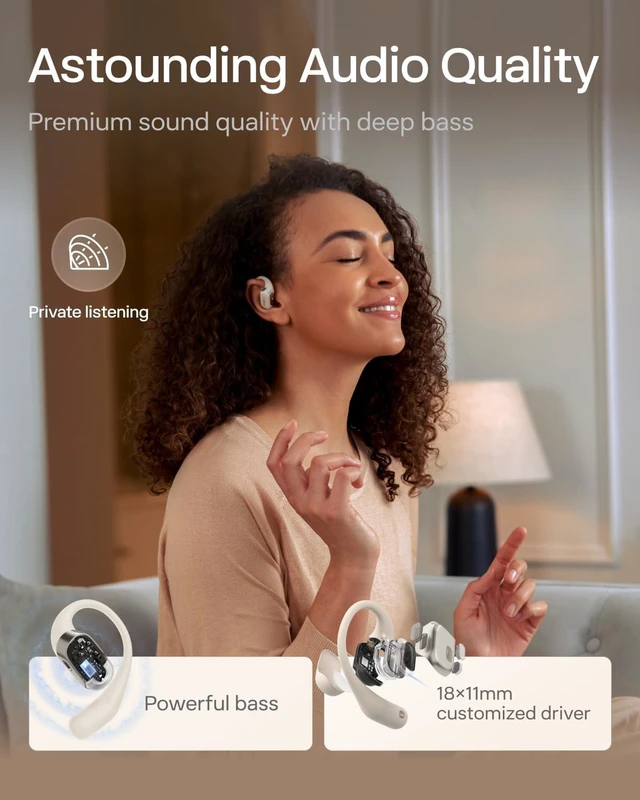 Alt view image 5 of 7 - OpenFit Open-Ear Earhook Bluetooth Earbuds, Black,28H Playtime