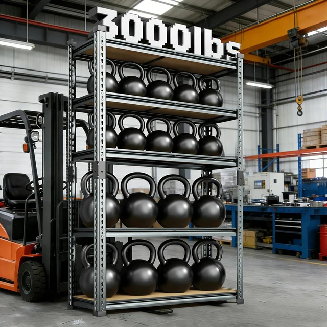 Alt view image 7 of 7 - Garage Storage Shelves 46" W x 20" D x 72" H, 3000 LBS Heavy Duty Shelving Unit 5-Tier Adjustable, Extra Wide Boltless Metal Storage Rack for Garage Warehouse Basement