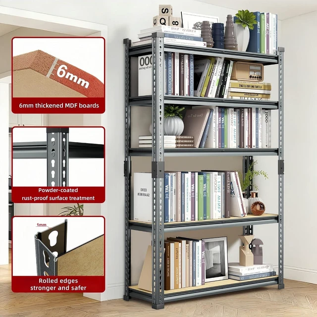 Alt view image 4 of 7 - Garage Storage Shelves 46" W x 20" D x 72" H, 3000 LBS Heavy Duty Shelving Unit 5-Tier Adjustable, Extra Wide Boltless Metal Storage Rack for Garage Warehouse Basement