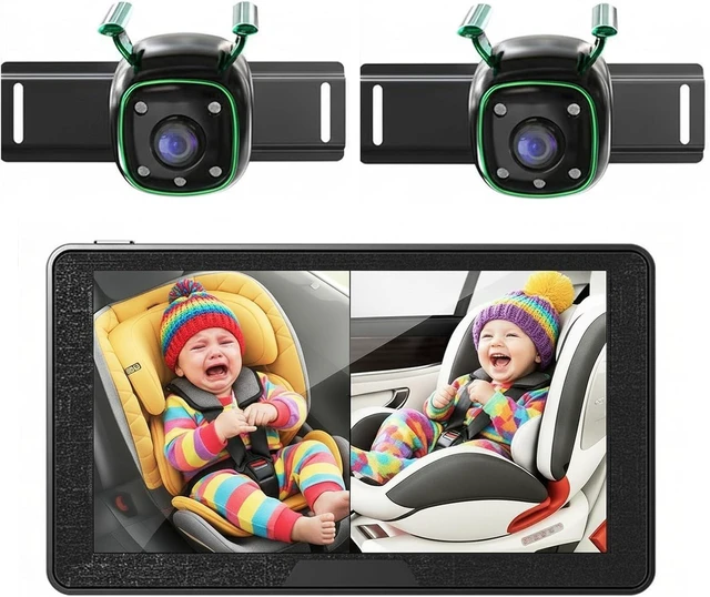 Main image of Dual Backseat Camera for 2 Kids 1080P Split-Screen Monitor Baby Camera Rear-Facing Cameras IR Night Vision 360° Rotatable Backseat Screen, Car Seat Mirror Alternative (0082 with 7in Monitor)