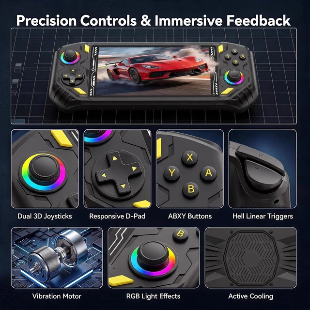 Alt view image 6 of 7 - RG56PRO Retro Handheld Game Console with EVA Hard case (Black, 128.0, GB)