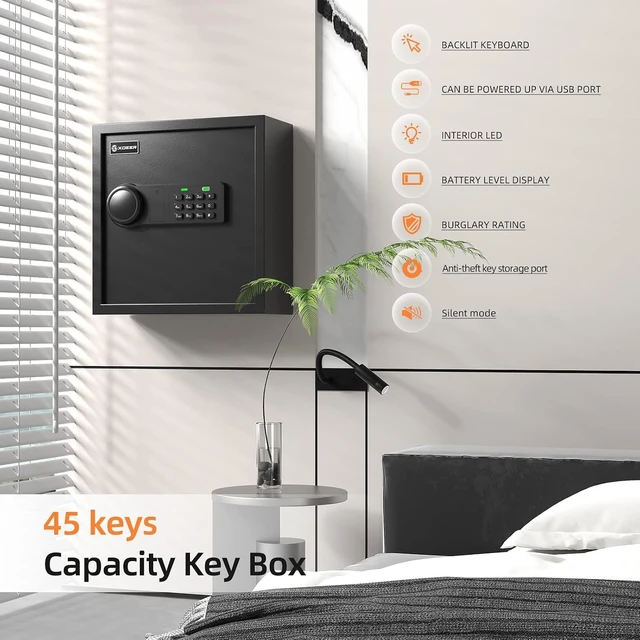 Alt view image 3 of 7 - 45-Keys Key Lock Box Wall Mount with Advanced Anti-Theft Key Slot