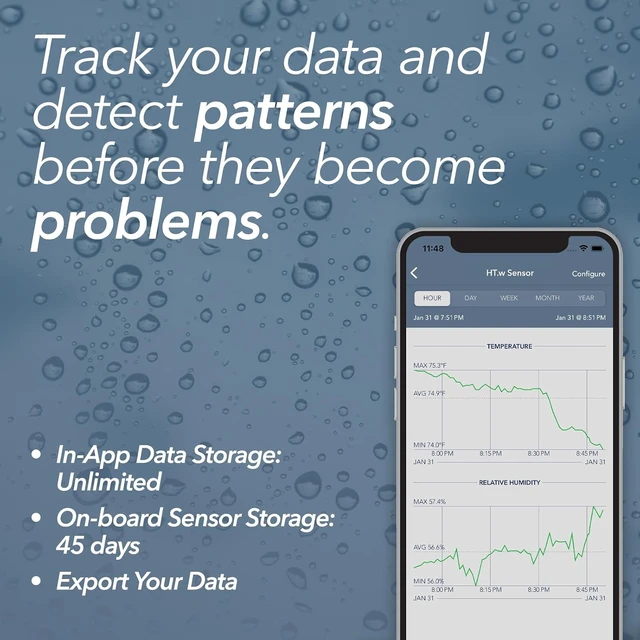 Alt view image 6 of 7 - HT.w Temperature & Humidity Sensor, Water Resistant, Bluetooth