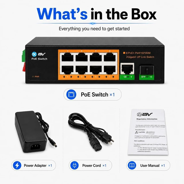 Alt view image 5 of 6 - -Tech 8-Port Industrial DIN Rail PoE+ Switch, Gigabit & SFP Uplinks, 120W