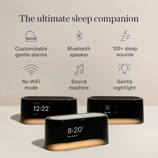 Alt view image 2 of 7 - Alarm Clock with Sound Machine Smart Alarm Clock with Night Light, White Noise, Bluetooth Speaker, 100+ Sounds Included Free, No Subscription Required, Blackout Mode- Black
