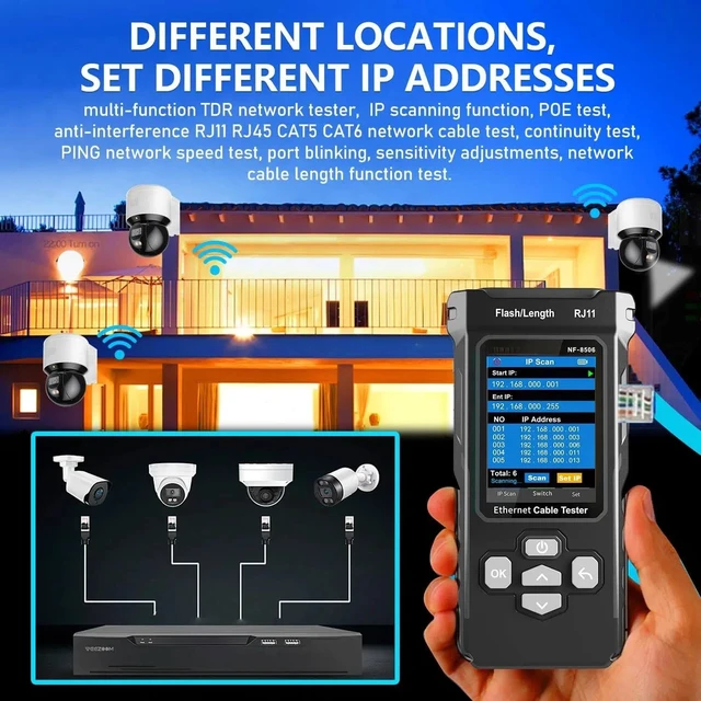 Alt view image 4 of 7 - NF8506 Network Cable Tester w/IP Scan/Ping,CAT5/CAT6 Ethernet Toner