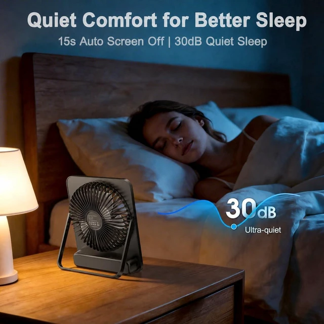 Alt view image 5 of 7 - 10000mAh Portable Travel Fan 7-inch 40 Hours Rechargeable Desk fan