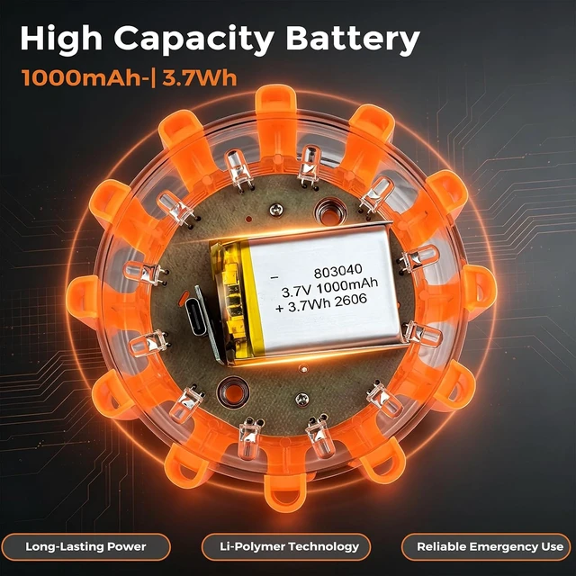 Alt view image 7 of 7 - USB-C Rechargeable LED Road Flares Emergency Lights for Vehicles
