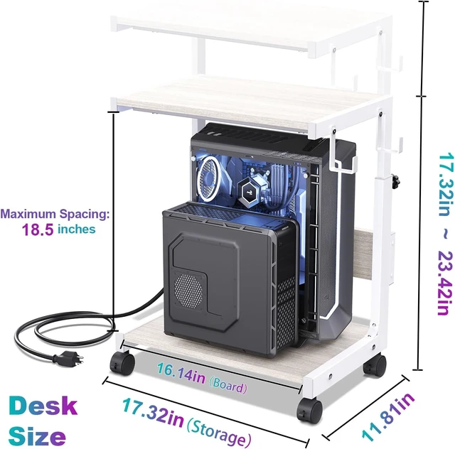 Alt view image 2 of 7 - Computer Tower Stand with Charging Station, for Small and Mid-Tower PCs