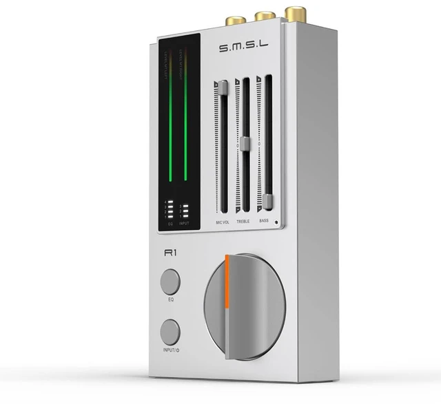 Alt view image 2 of 7 - SMSL R1 DAC Headphone Amplifier, Desktop USB C Digital to Analog Audio Converter for Gaming PC PS5, Microphone/USB/Opt/Coax Input 3.5mm/4.4mm Balanced/RCA Output, EQ Mode/Bass/Treble Adjust (Silver)