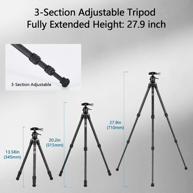Alt view image 6 of 6 - Carbon Fiber Mini Travel Tripod with 360° Ball Head