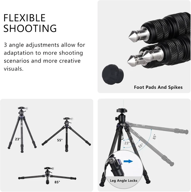 Alt view image 5 of 6 - Carbon Fiber Mini Travel Tripod with 360° Ball Head