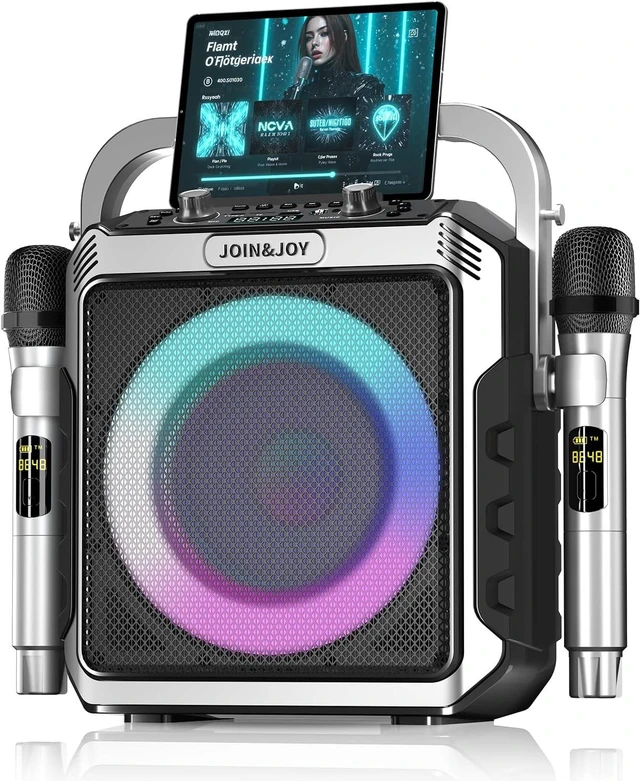 Main image of Portable Karaoke Machine, with 2 Wireless Microphones & LED Lights