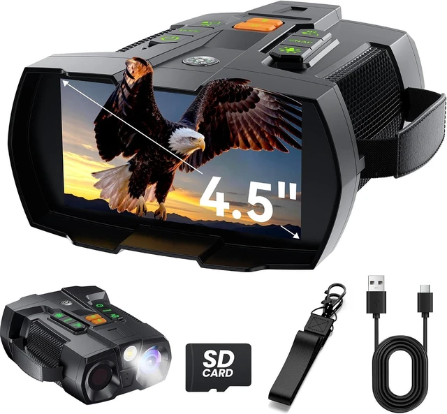 Main image of Night Vision Goggles Binoculars for Adults: 4K Night Vision Binoculars with 4.5" HD Screen, 10X Digital Zoom, 7-Level IR, 5000mAh Battery & 32GB Card for Hunting, Camping, Wildlife