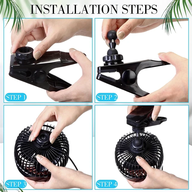 Alt view image 5 of 7 - 2 Pcs 6'' 12v Car Fan, 360 Degree Rotatable Seat Cooling Fan with Stepless Speed Regulation, Cigarette Lighter Plug for Car Window, Suv, Rv, Vehicles, Buses(Clip)