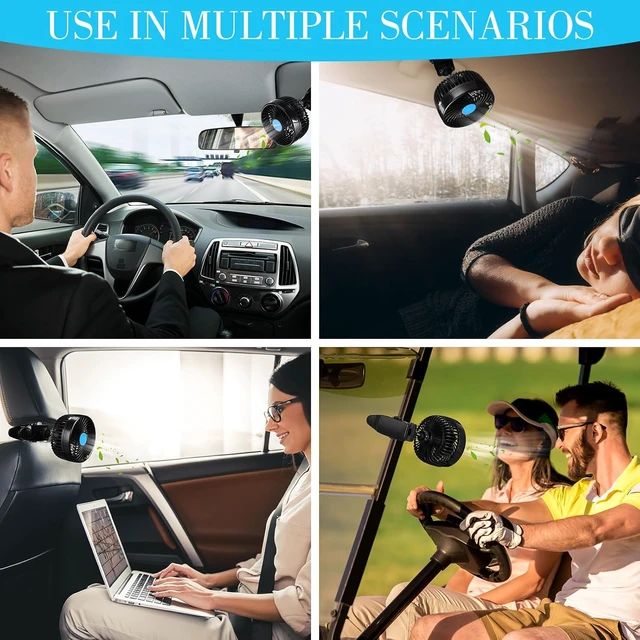 Alt view image 7 of 7 - 2 Pcs 6'' 12v Car Fan, 360 Degree Rotatable Seat Cooling Fan with Stepless Speed Regulation, Cigarette Lighter Plug for Car Window, Suv, Rv, Vehicles, Buses(Clip)