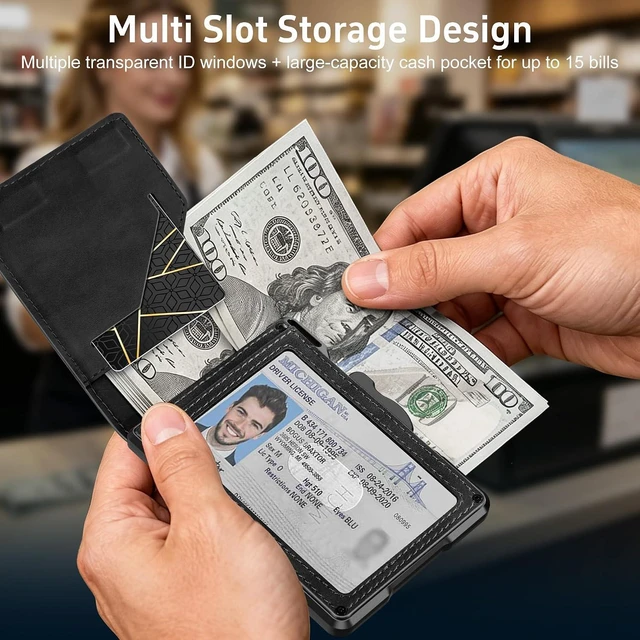 Alt view image 3 of 6 - Minimalist RFID-Blocking Slim Leather Wallet for Men with Card Holder & Cash Slot