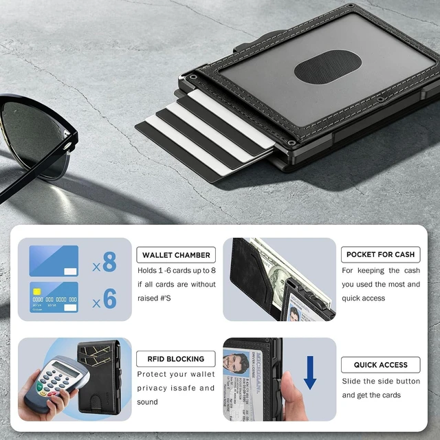 Alt view image 4 of 6 - Minimalist RFID-Blocking Slim Leather Wallet for Men with Card Holder & Cash Slot