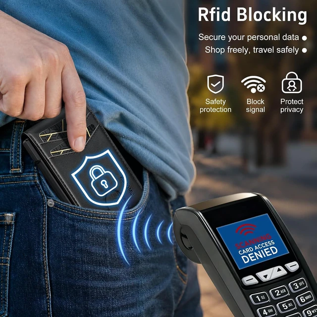 Alt view image 5 of 6 - Minimalist RFID-Blocking Slim Leather Wallet for Men with Card Holder & Cash Slot