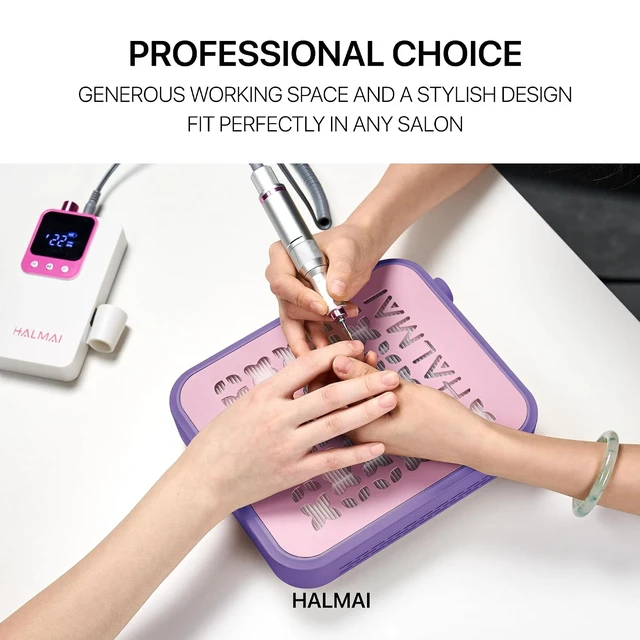 Alt view image 7 of 7 - Rechargeable Cordless Nail Dust Collector with 800Pa Suction & 5000 RPM Brushless Motor, Reusable HEPA Filter, Mauve Violet