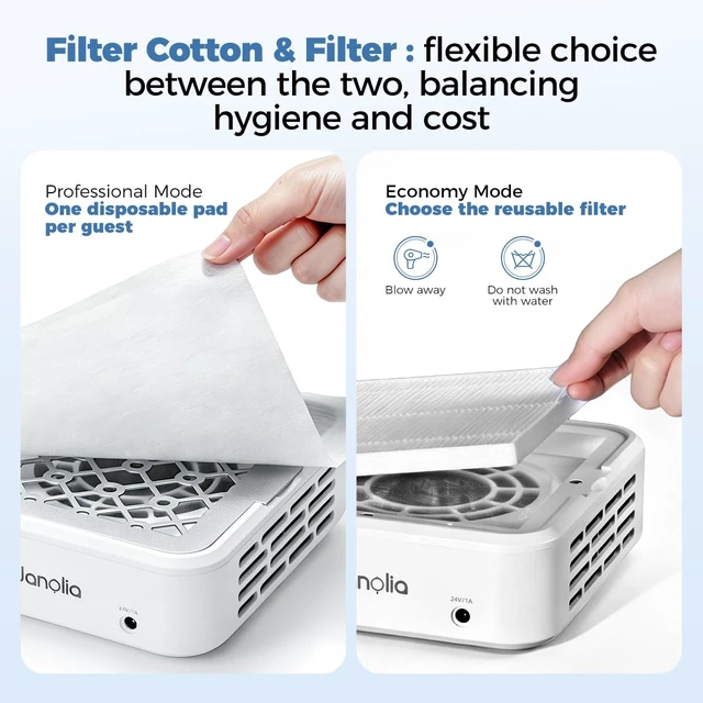 Alt view image 7 of 7 - Dual-Turbine Nail Dust Collector with Stepless Speed Control & Disposable Filter Papers for Salon & Home